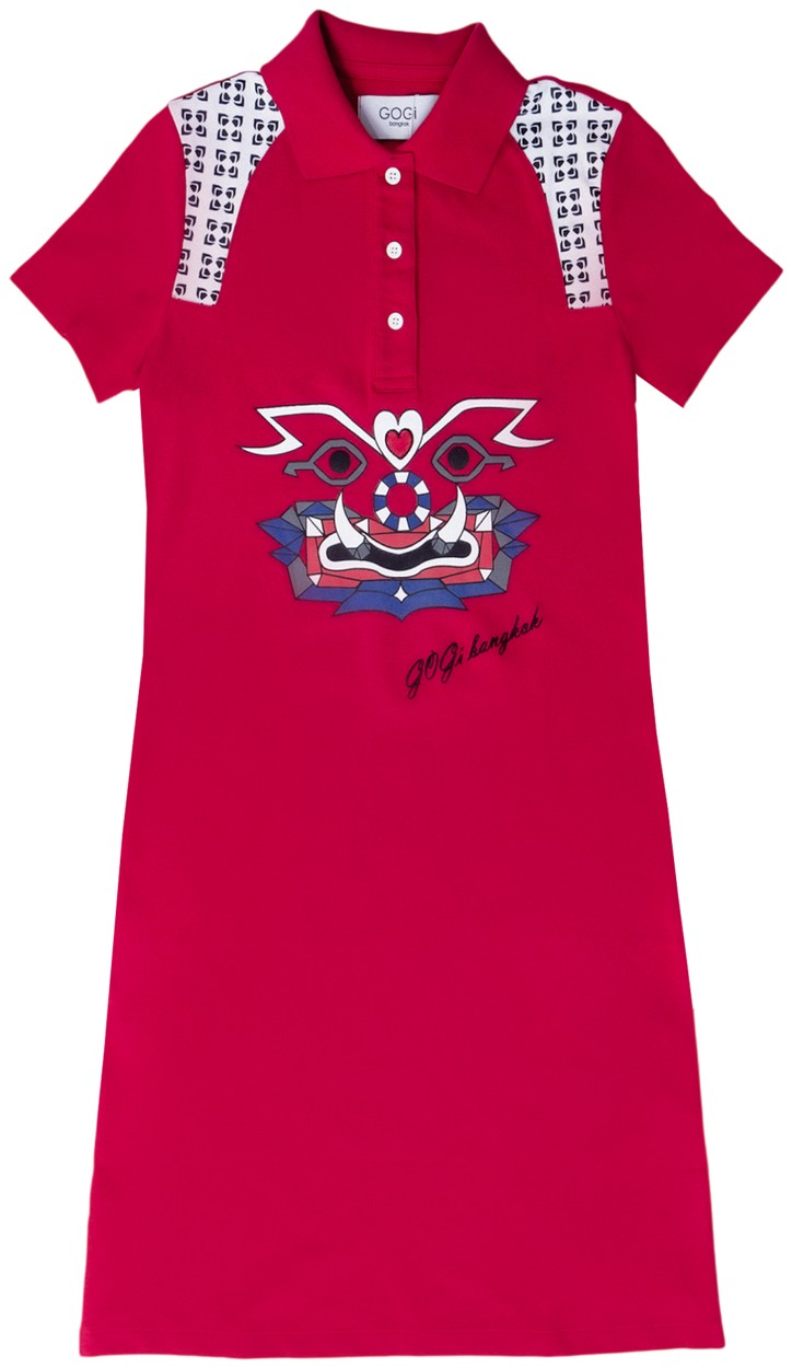 Graphic Polo Dress in Red