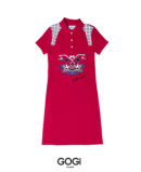 Graphic Polo Dress Red