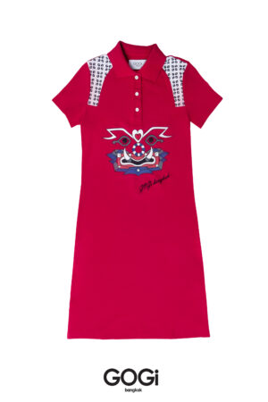 Graphic Polo Dress Red
