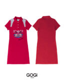 Graphic Polo Dress Red