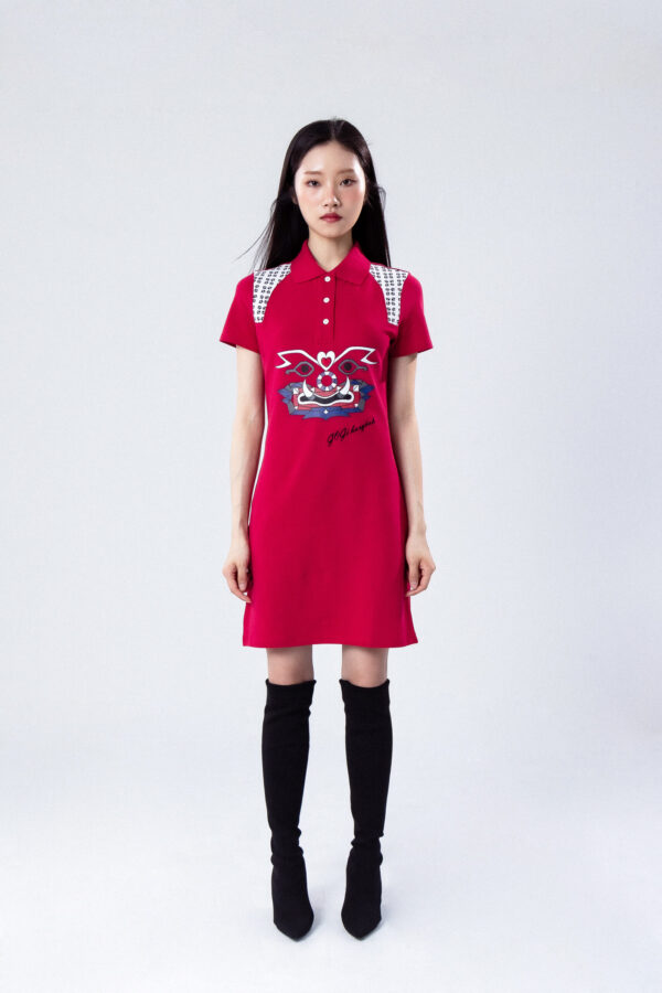 Graphic Polo Dress  Blue - Image 3