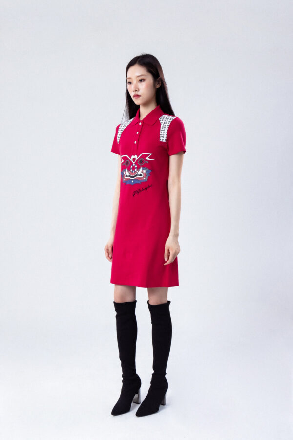 Graphic Polo Dress  Blue - Image 4