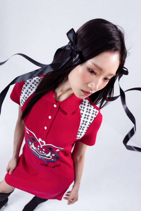 Graphic Polo Dress  Blue - Image 8