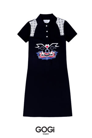 Graphic Polo Dress  Black