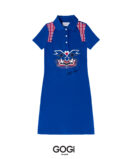 Graphic Polo Dress  Blue