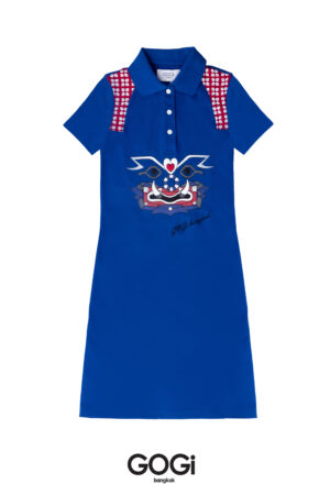 Graphic Polo Dress  Blue