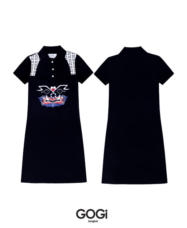 Graphic Polo Dress  Black - Image 2