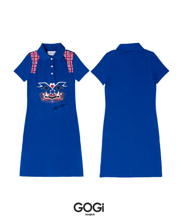 Graphic Polo Dress  Blue - Image 2